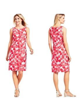 TALBOTS Floral Lace Sheath Dress Cotton Blend Lace over White Lining US Sz 8
